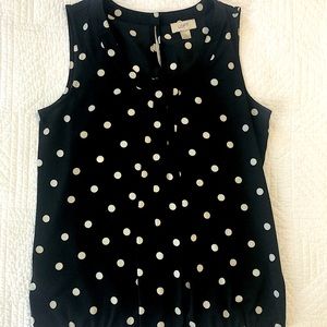 Loft black polka dot sleeveless top